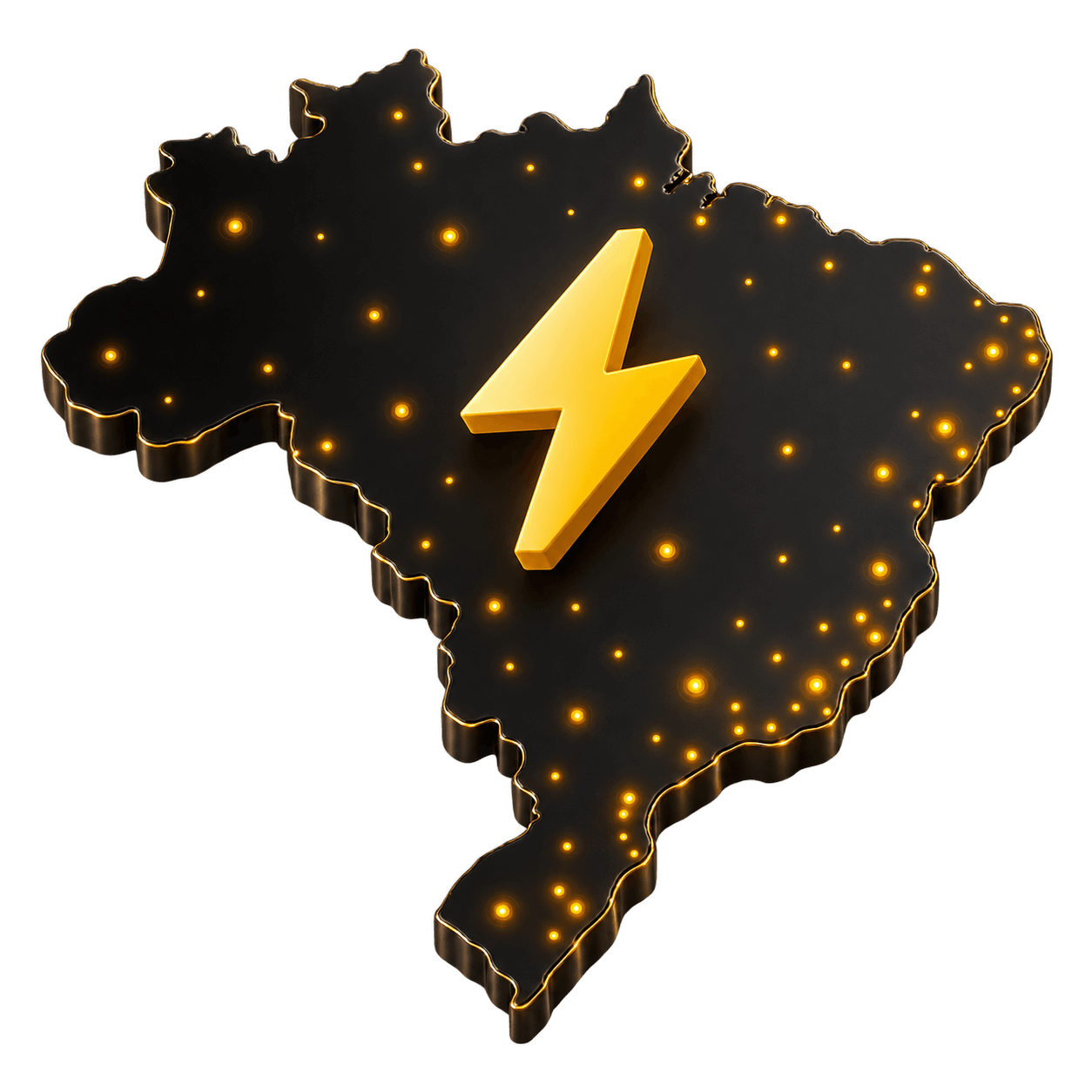Mapa do Brasil com pontos acesos
